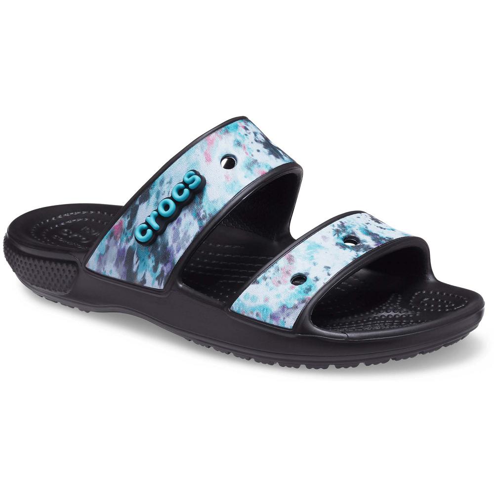 Multi / Black Women's Crocs Classic Tie-Dye Graphic Sandals | NZ 0538KORI
